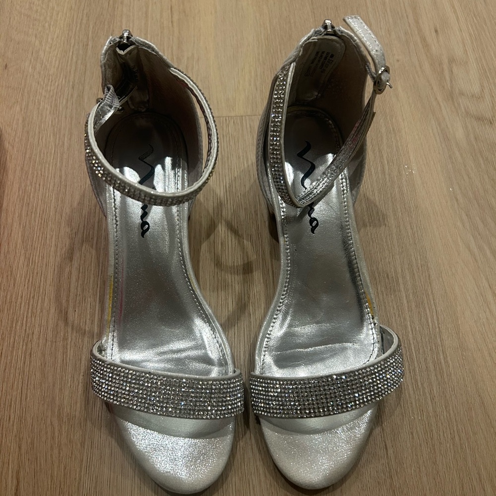 Nina Silver Strappy Heels